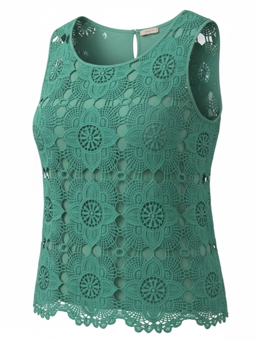 Adiva Teal Crochet Overlay Tank